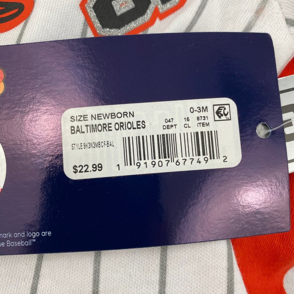 Baltimore Orioles White Orange Black Infant Baby Girl Bodysuits 0-3M 3-6M 18M - Picture 9 of 15